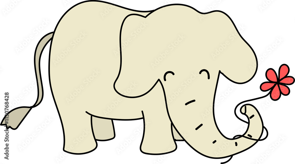 Obraz premium Cute elephant flower trunk wild animals cartoon happy smile character 