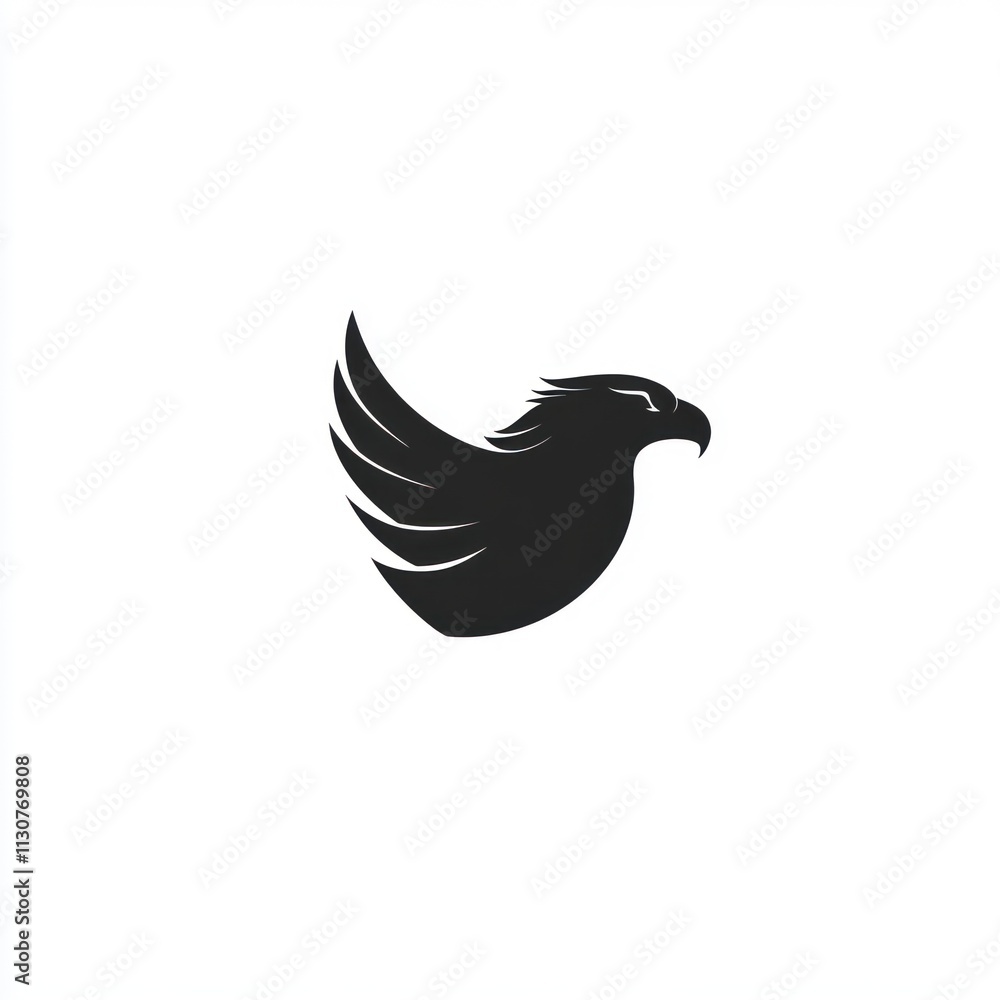 Obraz premium Abstract stylized black eagle head and wing logo design.