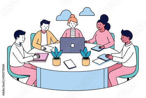 People are meeting in the offce