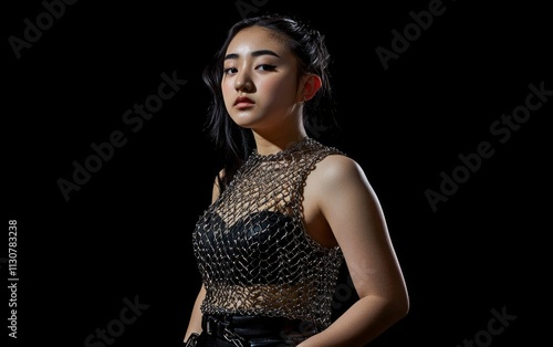 Edgy y2k metallic crop top
