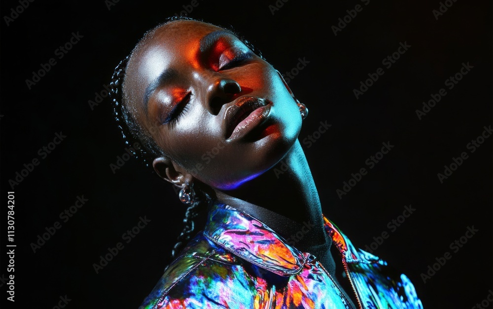 Holographic silk fashion portrait Y2K