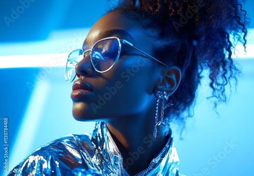 Obraz na płótnie Gen Z fashion foil and glasses y2k style w salonie