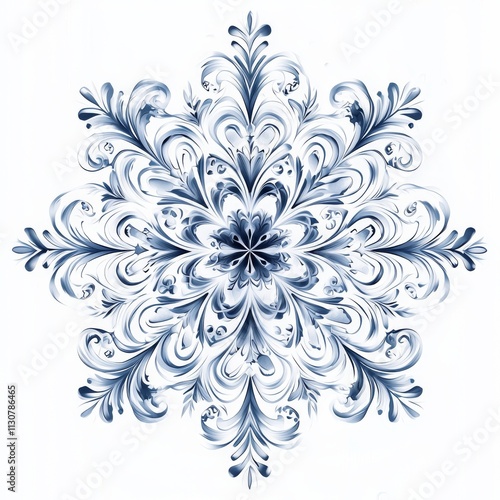 Image of a dendritic stellar snowflake, themed for Christmas and winter. photo