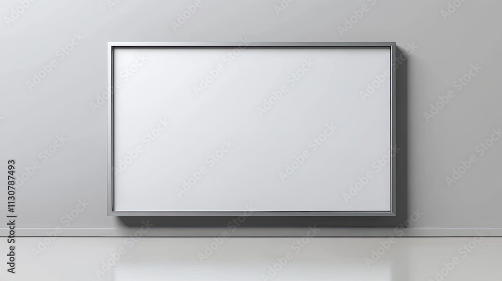 Fototapeta premium Minimalist Blank Whiteboard on Wall Clean Minimalist Blank Whiteboard Modern Minimalist Blank Whiteboard Display, Whiteboard with a sleek aluminum frame placed in a modern meeting room setting 