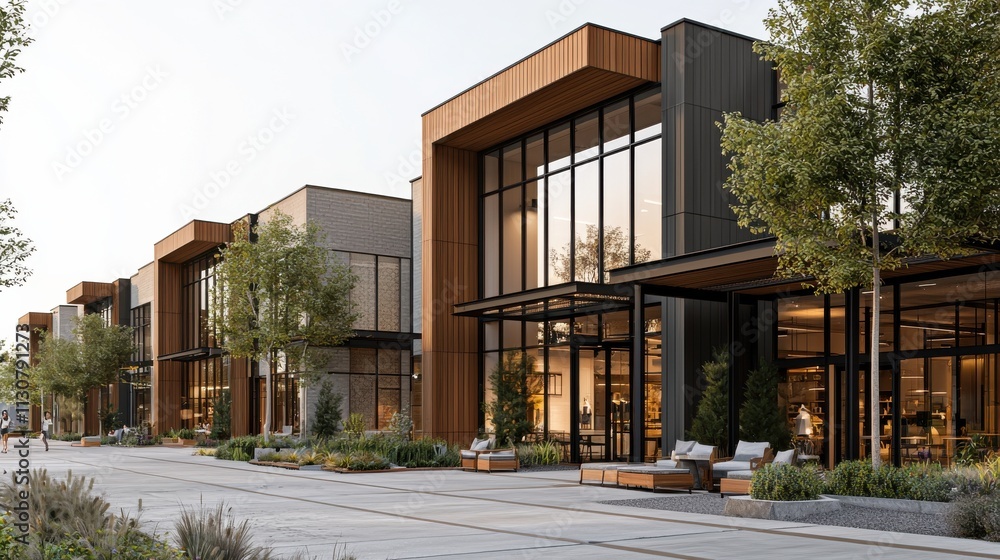 Fototapeta premium Contemporary architecture transforming urban retail and offices