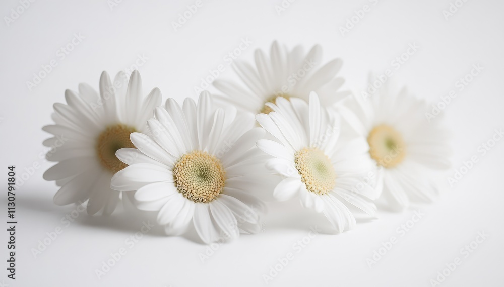 Fototapeta premium White Daisies Grouped Together On White Background