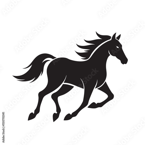 black mustang - horse side view vector silhouette