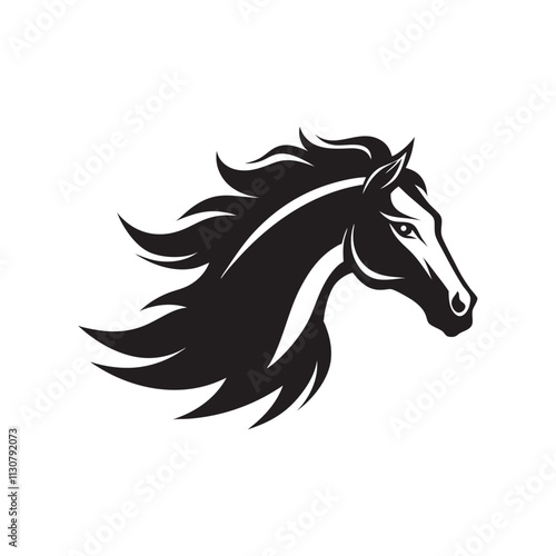 black mustang - horse side view vector silhouette