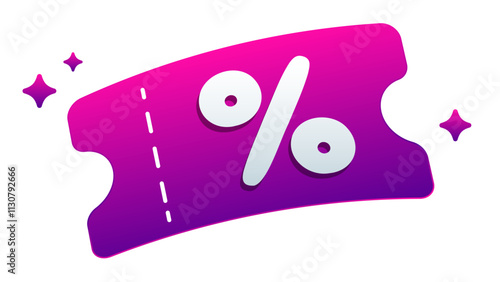 Isolated purple discount coupon vector illustration