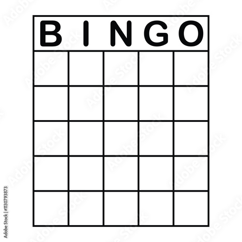 Blank bingo board vector icon. Lottery ticket, lotto game template, bingo cards symbol. Black outline silhouette isolated on white background.