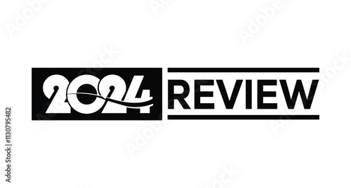 2024 year review isolated on blue background. Creative design.