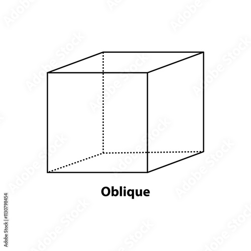 Oblique shape. mathematics black line vector 2d geometric shape