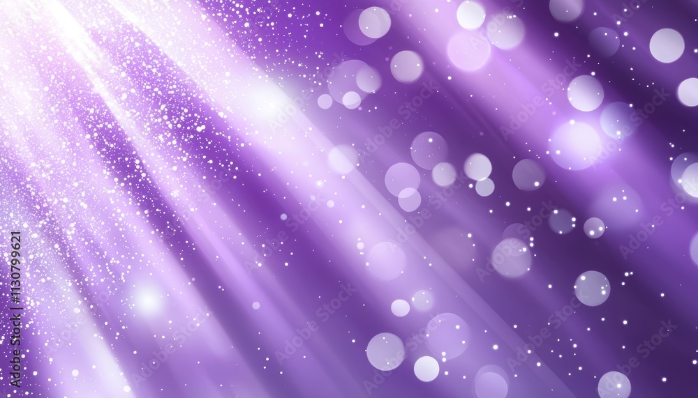 Obraz premium Abstract colorful light waves with shimmering dots, representing dynamic motion and digital creativity in a cosmic purple atmosphere