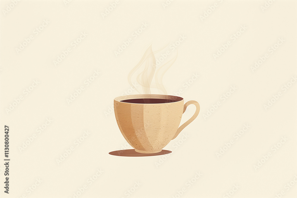 Obraz premium A coffee cup with a smooth handle and gentle steam rising, set against a crisp white background.