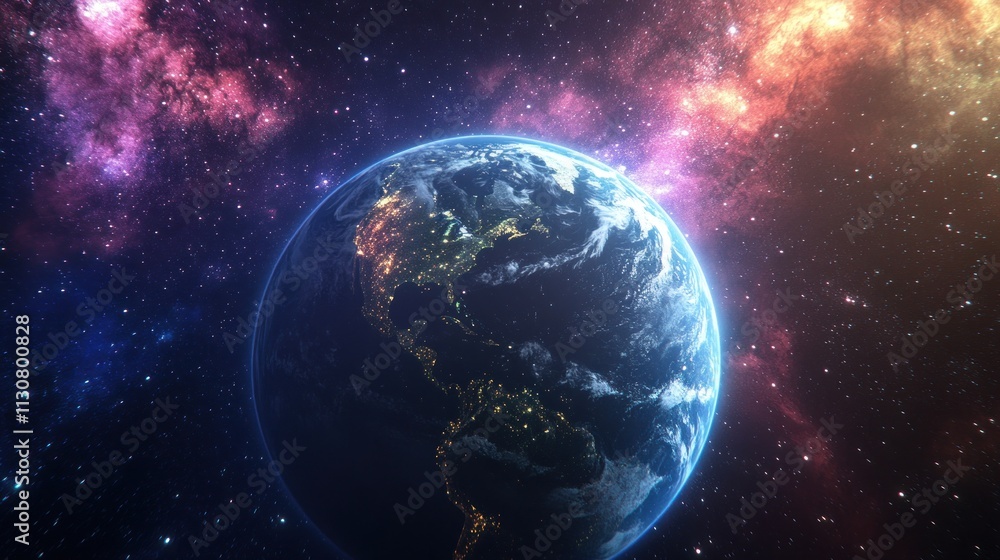 Fototapeta premium Earth from Space with a View of North America
