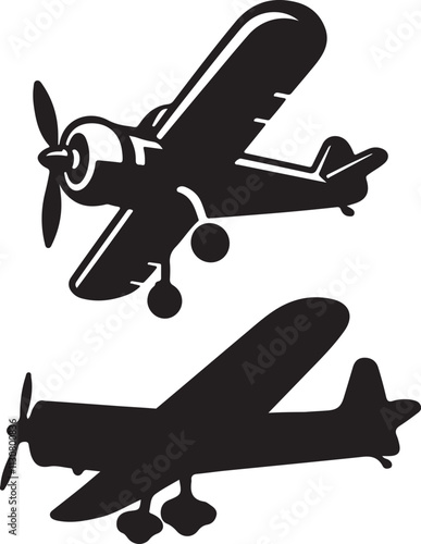 propeller plane icon silhouette design vector art illustration