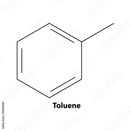 Toluene. chemistry Organic compound. black line vector 2d shape