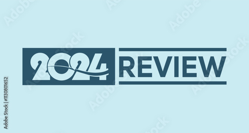 2024 year review isolated on blue background. Creative design.