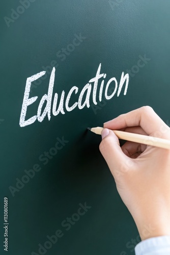 Wallpaper Mural Teacher writing the word education on a chalkboard with white chalk Torontodigital.ca