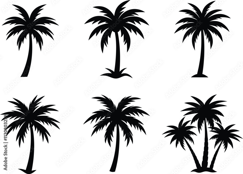 Fototapeta premium plam trees silhouette vector art