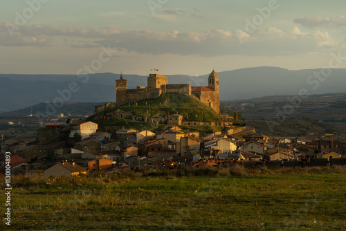 San Vicente de la Sonsierra (La Rioja. Spain) medieval fortress  at sunset photo