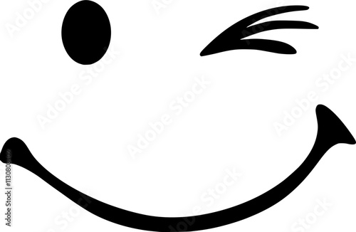 A Twinking smiley face Silhouette in white background