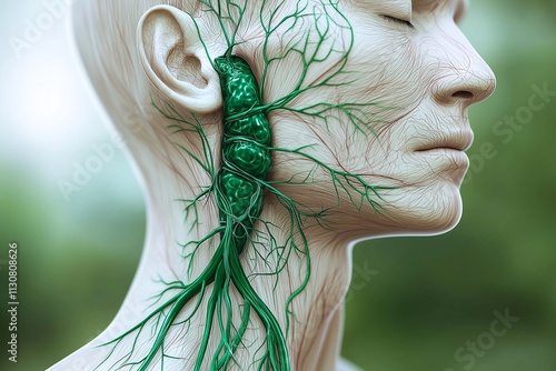 Swollen Lymph Node: Detailed 3D Medical Illustration 