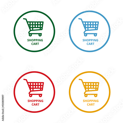 Colored round shpping cart buttons on a white background. photo