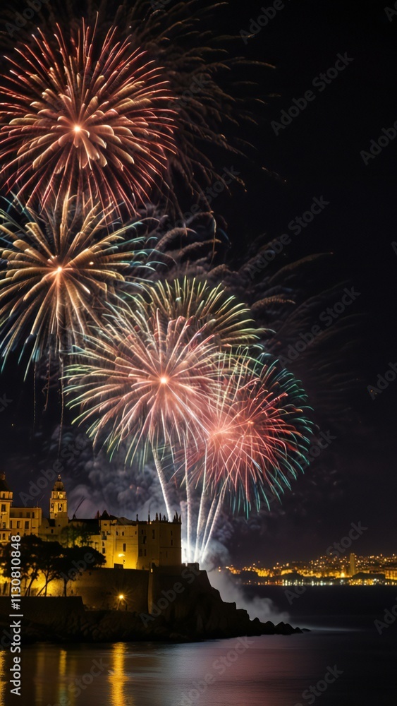 Fototapeta premium fireworks over the river