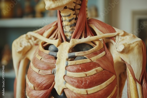 Anatomical Study: Upper Torso Muscles and Bones  photo