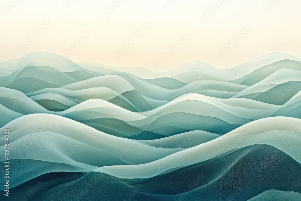 Obraz premium Explore a creative abstract showcasing dynamic communication waves smoothly blending into a peaceful and adaptable landscape, a symphony of connection and serenity This visual captures the essence of