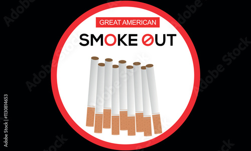 Great American Smokeout is an annual intervention event on the third Thursday of November by the American Cancer Society. Poster, card, banner,and.