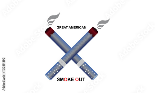 Great American Smokeout is an annual intervention event on the third Thursday of November by the American Cancer Society. Poster, card, banner,and.