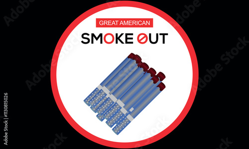 Great American Smokeout is an annual intervention event on the third Thursday of November by the American Cancer Society. Poster, card, banner,and.