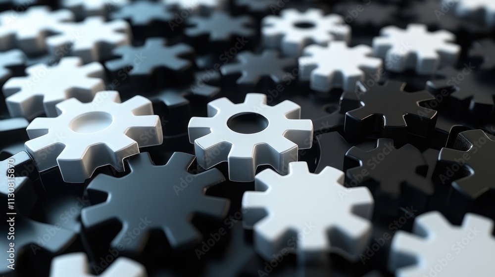 Explore the intricate visual metaphor of gears interlocking seamlessly, symbolizing emotional intelligence and the power of collaboration Witness how teamwork drives efficiency in this abstract Explore the intricate visual metaphor of gears interlocking seamlessly, symbolizing emotional intelligence and the power of collaboration Witness how teamwork drives efficiency in this abstract