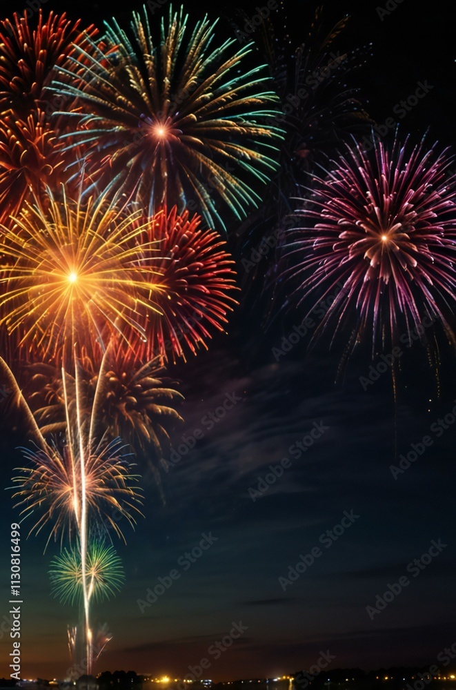 Fototapeta premium fireworks over the river