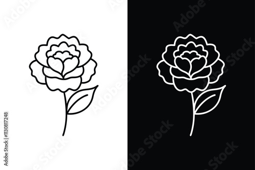 Nature-Inspired Carnation Logo. Timeless Line Art for Floral Elegance