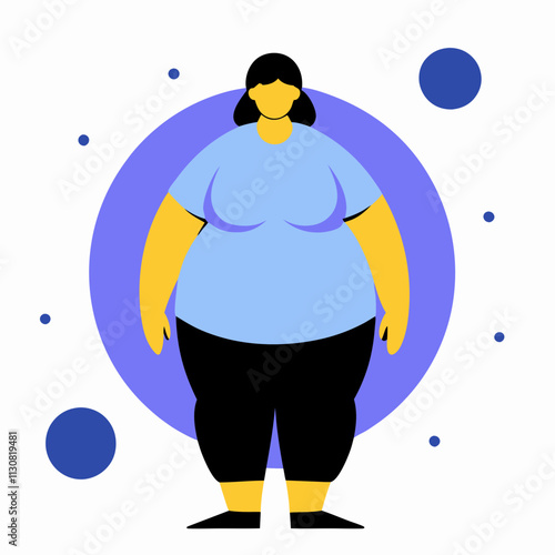 Vector illustration of a woman in casual homemade clothes in flat style.