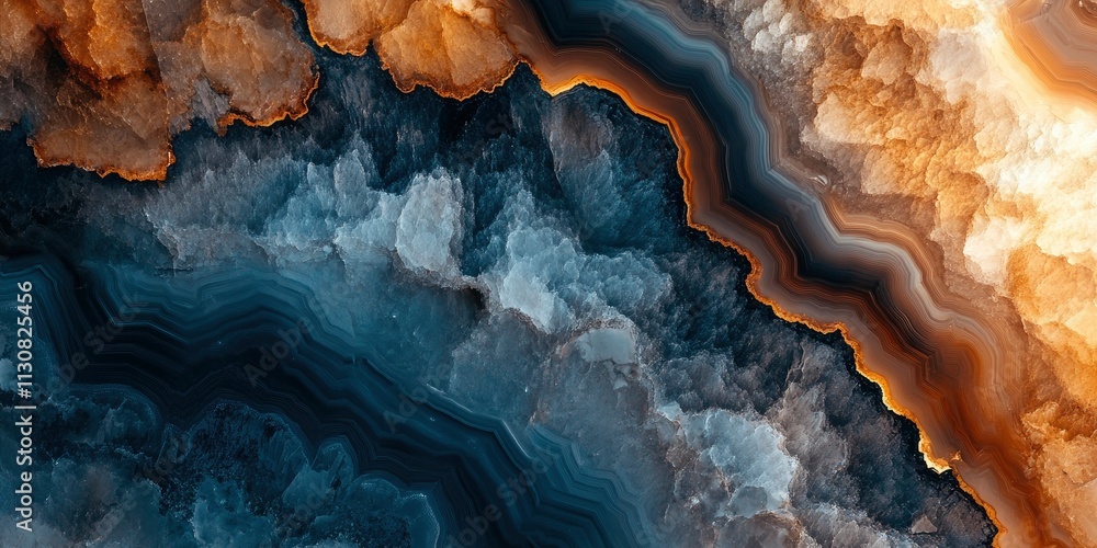 Fototapeta premium Close-up, top-down view of a stunning agate surface, featuring earth tones.
