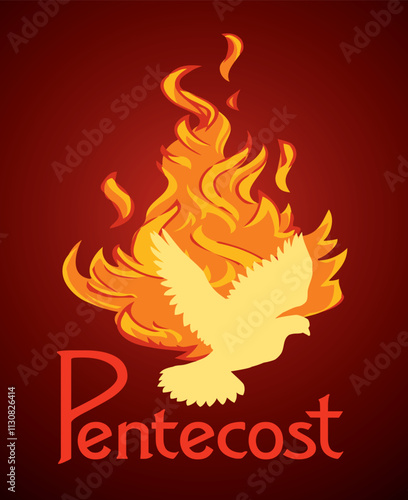 Pentecost sunday. Baptism with the Holy Spirit. Vector drawing icon