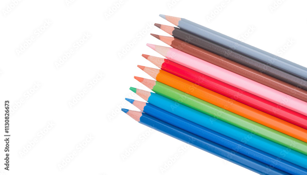 Fototapeta premium A neatly arranged stack of colored pencils in various hues