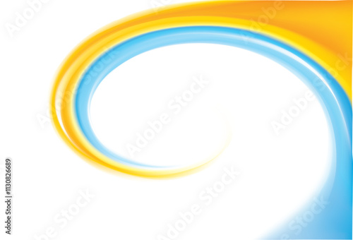 Vector drawing swirl Ukrainian flag pattern