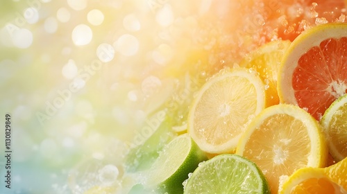 Refreshing Citrus Fruits Slices Splashing Water