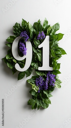 Ninety-One: Floral Number Arrangement. photo