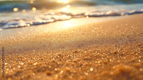 Golden sands a close-up of nature art by the sea photo