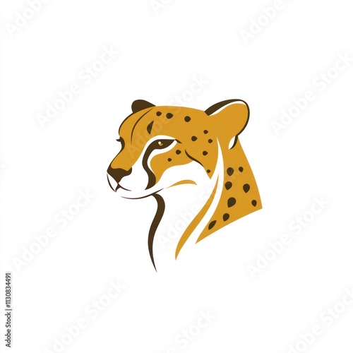 Profile view of a cheetah's head, stylized illustration with warm colors and simple lines. photo