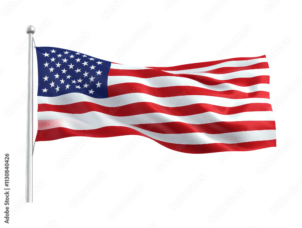 Obraz premium American Flag Waving Isolated on Transparent Background Image