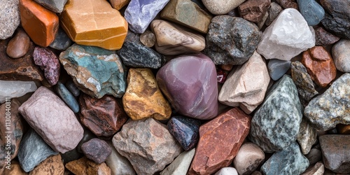 Diverse assortment of stones and rocks showcasing various textures, colors, and shapes this collection of stones and rocks highlights the beauty of natural geological formations. photo