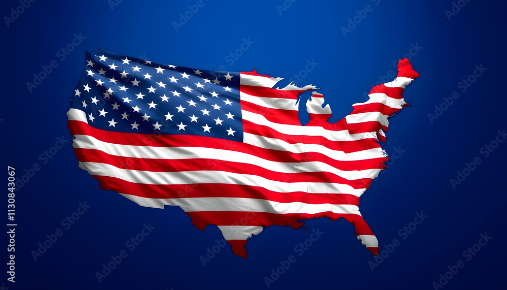 Fototapeta premium american flag, isometry, with white tones