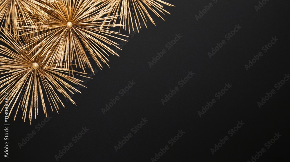 Naklejka premium Night sky festivities golden fireworks for new year's eve